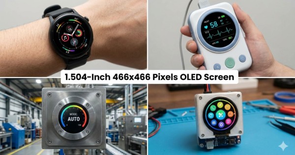 &Eacute;cran OLED de 1,504 pouces 466 x 466 pixels
